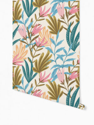 Hello Sticky - Shop - Peel &Amp; Stick Removable Wallpaper - Fruity &Amp; Floral Wallpaper - Youthful Greenery - Roll 1 View