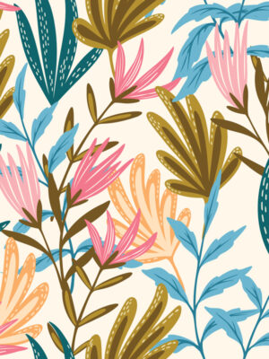 Hello Sticky - Shop - Peel & Stick Removable Wallpaper - Fruity & Floral Wallpaper - Youthful Greenery - Zoomed In View