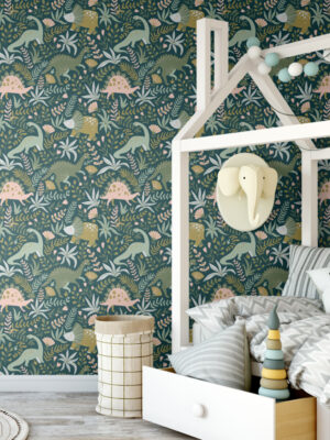 Hello Sticky - Shop - Peel & Stick Removable Wallpaper - Kids Wallpaper - Jurassic Jungle - Main View