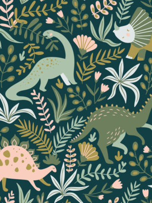Hello Sticky - Shop - Peel & Stick Removable Wallpaper - Kids Wallpaper - Jurassic Jungle - Zoomed In View