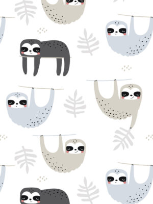 Hello Sticky - Shop - Peel & Stick Removable Wallpaper - Kids Wallpaper - Sleepy Sloth - Zoomed In View