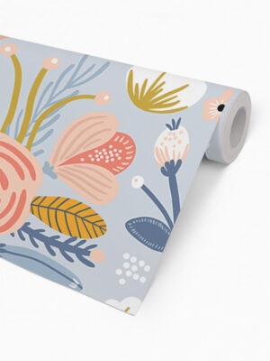 Hello Sticky - Shop - Peel & Stick Removable Wallpaper - Fruity & Floral Wallpaper - Blue Botanical - Roll 2 View