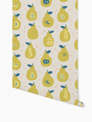 Hello Sticky - Shop - Peel &Amp; Stick Removable Wallpaper - Fruity &Amp; Floral Wallpaper - Pearfect Pears - Roll 1 View