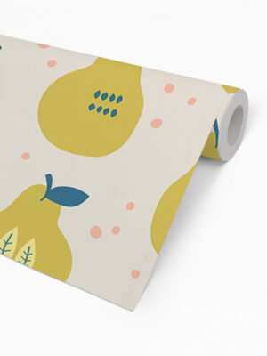 Hello Sticky - Shop - Peel & Stick Removable Wallpaper - Fruity & Floral Wallpaper - Pearfect Pears - Roll 2 View