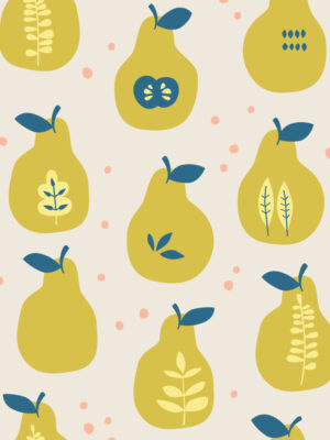 Hello Sticky - Shop - Peel & Stick Removable Wallpaper - Fruity & Floral Wallpaper - Pearfect Pears - Zoomed In View
