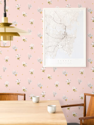 Hello Sticky - Shop - Peel & Stick Removable Wallpaper - Fruity & Floral Wallpaper - Perfectly Pink - Main View