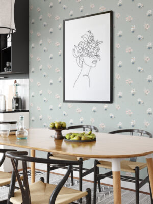 Hello Sticky - Shop - Peel & Stick Removable Wallpaper - Fruity & Floral Wallpaper - Soft Seafoam - Main View