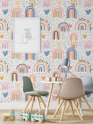 Hello Sticky - Shop - Peel & Stick Removable Wallpaper - Kids Wallpaper - Follow The Rainbow - Main View