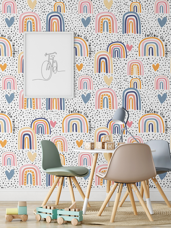 Hello Sticky - Shop - Peel &Amp;Amp; Stick Removable Wallpaper - Kids Wallpaper - Follow The Rainbow - Main View