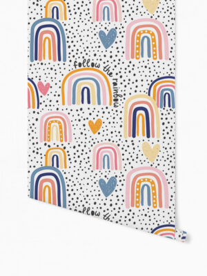 Hello Sticky - Shop - Peel &Amp; Stick Removable Wallpaper - Kids Wallpaper - Follow The Rainbow - Roll 1 View