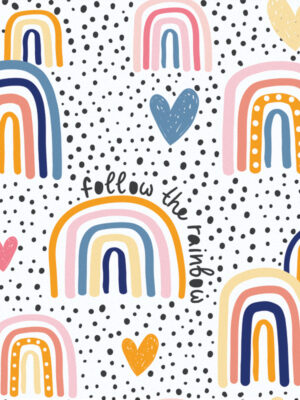 Hello Sticky - Shop - Peel & Stick Removable Wallpaper - Kids Wallpaper - Follow The Rainbow - Zoomed In View