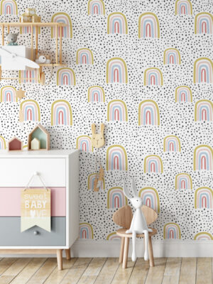 Hello Sticky - Shop - Peel & Stick Removable Wallpaper - Kids Wallpaper - Radical Rainbows - Main View