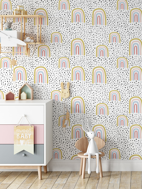 Hello Sticky - Shop - Peel &Amp;Amp; Stick Removable Wallpaper - Kids Wallpaper - Radical Rainbows - Main View