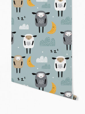 Hello Sticky - Shop - Peel &Amp; Stick Removable Wallpaper - Kids Wallpaper - Sleepy Sheep - Roll 1 View