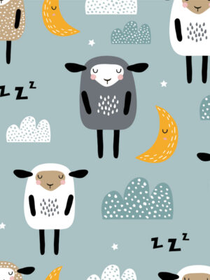 Hello Sticky - Shop - Peel & Stick Removable Wallpaper - Kids Wallpaper - Sleepy Sheep - Zoomed In View