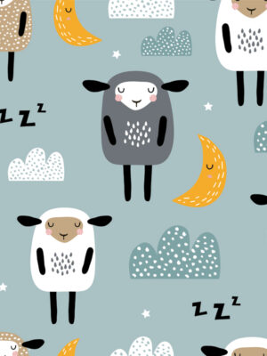 Hello Sticky - Shop - Peel &Amp; Stick Removable Wallpaper - Kids Wallpaper - Sleepy Sheep - Zoomed In View