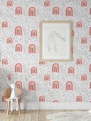 Hello Sticky - Shop - Peel & Stick Removable Wallpaper - Kids Wallpaper - Terracotta Rainbows - Main View