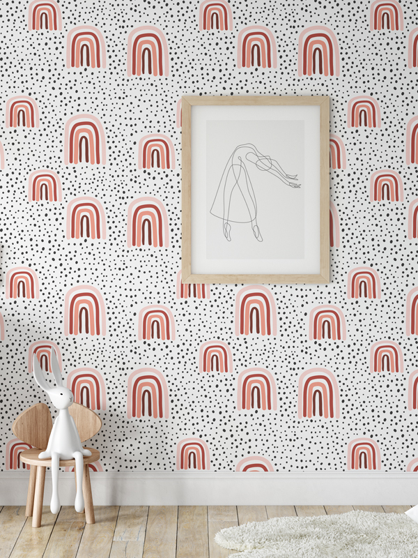 Hello Sticky - Shop - Peel &Amp;Amp; Stick Removable Wallpaper - Kids Wallpaper - Terracotta Rainbows - Main View