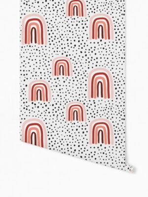 Hello Sticky - Shop - Peel & Stick Removable Wallpaper - Kids Wallpaper - Terracotta Rainbows - Roll 1 View