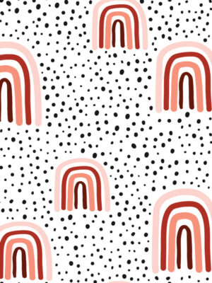 Hello Sticky - Shop - Peel & Stick Removable Wallpaper - Kids Wallpaper - Terracotta Rainbows - Zoomed In View