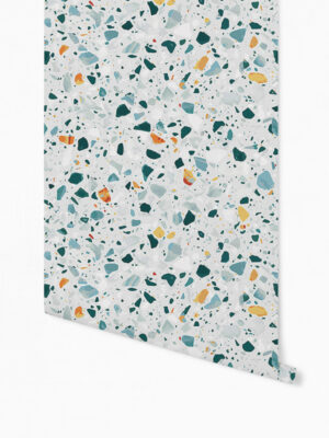 Hello Sticky - Shop - Peel & Stick Removable Wallpaper - Stripe, Spot & Dot Wallpaper - Emerald Terrazzo - Roll 1 View