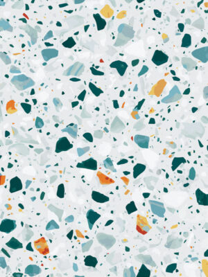 Hello Sticky - Shop - Peel & Stick Removable Wallpaper - Stripe, Spot & Dot Wallpaper - Emerald Terrazzo - Zoomed In View