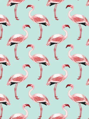 Hello Sticky - Shop - Peel & Stick Removable Wallpaper - Urban Jungle Wallpaper - Fantastically Flamingos - Zoomed In View