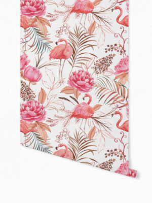 Hello Sticky - Shop - Peel & Stick Removable Wallpaper - Urban Jungle Wallpaper - Flamingos - Roll 1 View