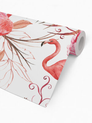 Hello Sticky - Shop - Peel & Stick Removable Wallpaper - Urban Jungle Wallpaper - Flamingos - Roll 2 View