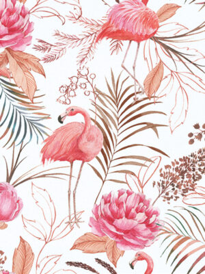 Hello Sticky - Shop - Peel & Stick Removable Wallpaper - Urban Jungle Wallpaper - Flamingos - Zoomed In View