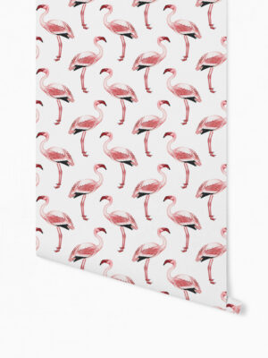 Hello Sticky - Shop - Peel & Stick Removable Wallpaper - Urban Jungle Wallpaper - Simply Flamingos - Roll 1 View