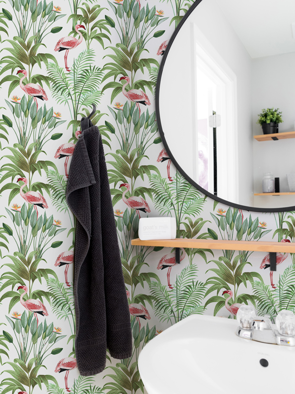 Hello Sticky - Shop - Peel &Amp;Amp; Stick Removable Wallpaper - Urban Jungle Wallpaper - Tropical Flamingos - Main View