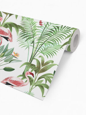 Hello Sticky - Shop - Peel &Amp; Stick Removable Wallpaper - Urban Jungle Wallpaper - Tropical Flamingos - Roll 2 View