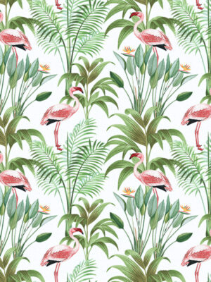 Hello Sticky - Shop - Peel & Stick Removable Wallpaper - Urban Jungle Wallpaper - Tropical Flamingos - Zoomed In View