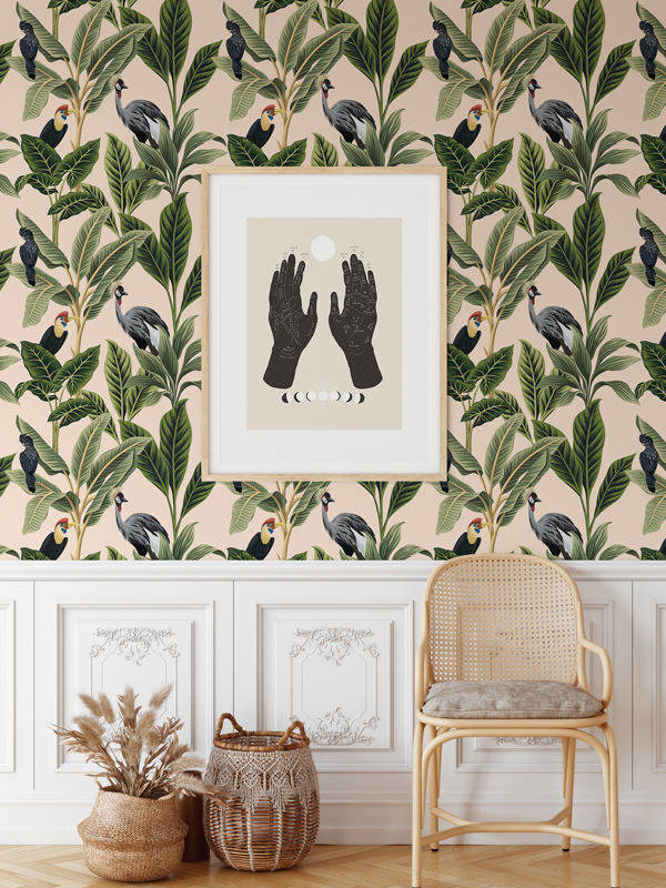 Hello Sticky - Shop - Peel &Amp;Amp; Stick Removable Wallpaper - Urban Jungle Wallpaper - Birds Of Paradise - Main View