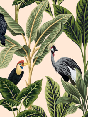 Hello Sticky - Shop - Peel & Stick Removable Wallpaper - Urban Jungle Wallpaper - Birds of Paradise - Zoomed In View