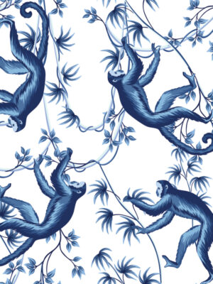 Hello Sticky - Shop - Peel & Stick Removable Wallpaper - Urban Jungle Wallpaper - Monkey Business - Zoomed In View