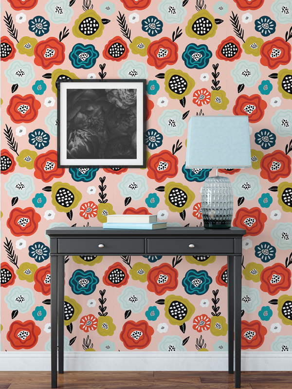 Hello Sticky - Shop - Peel &Amp;Amp; Stick Removable Wallpaper - Fruity &Amp;Amp; Floral Wallpaper - Abstract Bloom - Main View