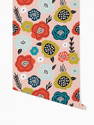 Hello Sticky - Shop - Peel &Amp; Stick Removable Wallpaper - Fruity &Amp; Floral Wallpaper - Abstract Bloom - Roll 1 View