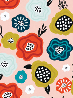 Hello Sticky - Shop - Peel &Amp; Stick Removable Wallpaper - Fruity &Amp; Floral Wallpaper - Abstract Bloom - Zoomed In View