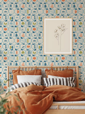 Hello Sticky - Shop - Peel & Stick Removable Wallpaper - Fruity & Floral Wallpaper - An Apple A Day - Main View