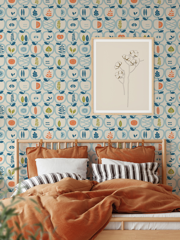 Hello Sticky - Shop - Peel & Stick Removable Wallpaper - Fruity & Floral Wallpaper - An Apple A Day - Main View