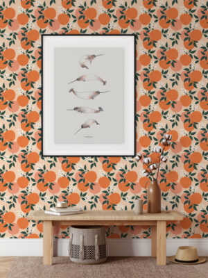 Hello Sticky - Shop - Peel & Stick Removable Wallpaper - Fruity & Floral Wallpaper - Mini Oranges - Main View