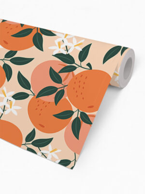 Hello Sticky - Shop - Peel &Amp; Stick Removable Wallpaper - Fruity &Amp; Floral Wallpaper - Mini Oranges - Roll 2 View