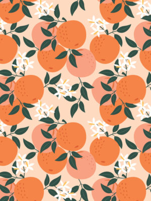 Hello Sticky - Shop - Peel &Amp; Stick Removable Wallpaper - Fruity &Amp; Floral Wallpaper - Mini Oranges - Zoomed In View