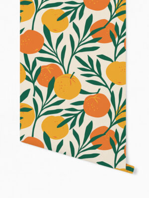 Hello Sticky - Shop - Peel & Stick Removable Wallpaper - Fruity & Floral Wallpaper - Orange Blossom - Roll 1 View