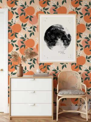 Hello Sticky - Shop - Peel & Stick Removable Wallpaper - Fruity & Floral Wallpaper - Orange You Glad - Main View