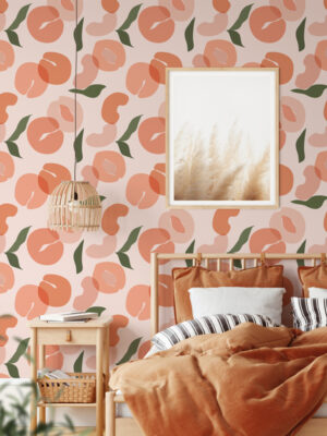 Hello Sticky - Shop - Peel & Stick Removable Wallpaper - Fruity & Floral Wallpaper - Pretty As A Peach - Main View