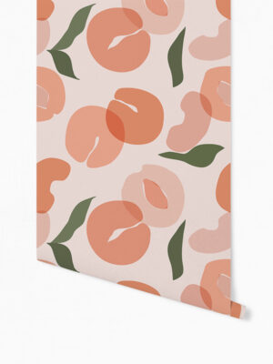 Hello Sticky - Shop - Peel &Amp; Stick Removable Wallpaper - Fruity &Amp; Floral Wallpaper - Pretty As A Peach - Roll 1 View