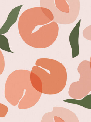 Hello Sticky - Shop - Peel & Stick Removable Wallpaper - Fruity & Floral Wallpaper - Pretty As A Peach - Zoomed In View